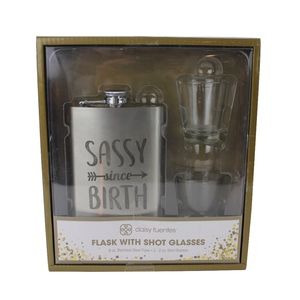 Sassy Since Birth Flask & Shot Glass Gift Set